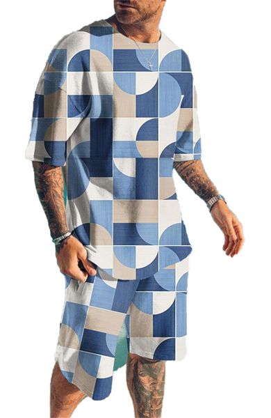 

men's tracksuits tshirts fashion suit casual short-sleeved fun 3d printing creative o-neck hip-hop t-shirt shorts two-piece sets, Gray