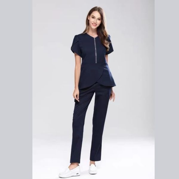 Medigo-189 Zweiteilige Damenhose, Scrubs, Krankenhausuniform, Arbeitskleidung, Frauen, Gesundheitskrankenschwester, Dental-OP-Händewaschanzug, Arzt, Schönheitssalon, Arbeitskleidung, Hemd