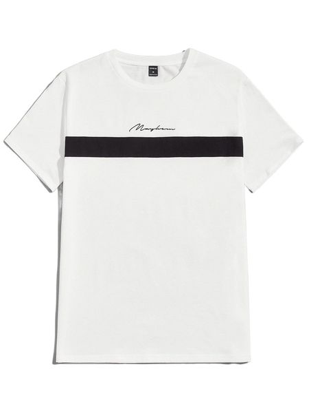 

men contrast panel letter graphic tee q9xo#, White;black