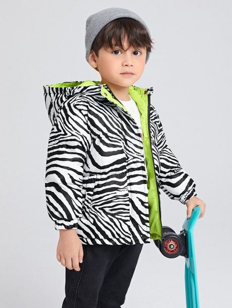 

toddler boys zebra striped hooded puffer coat she, Blue;gray