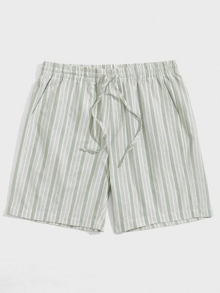 

men striped print drawstring waist shorts t61f#, White;black