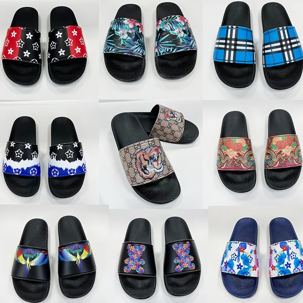 

men women luxury slides sandals designer slippers printing grid pattern summer beach sandal slipper flat men platform flip flops sneakers, Black