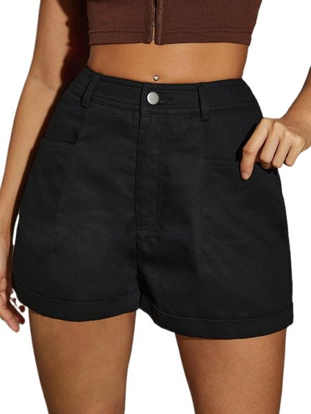 

roll hem solid shorts h9mv#, White;black