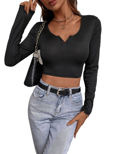 

notched neck crop tee e4ux#, White