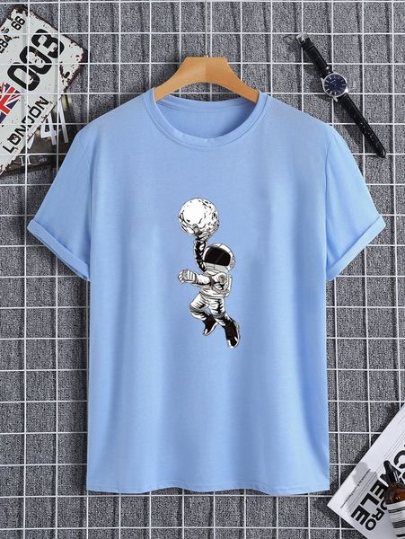 

men astronaut print tee 17fs#, White;black