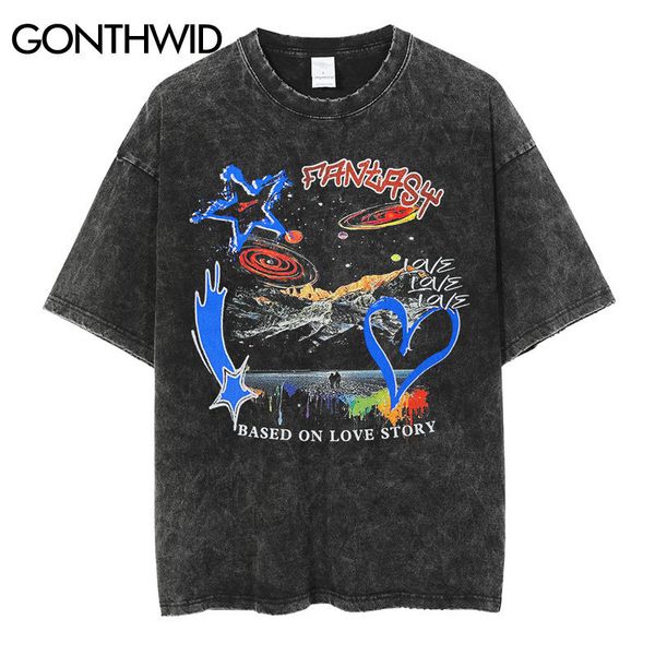 

hip hop vintage t shirt streetwear harajuku retro graffiti planet graphic print gothic tees men short sleeve cotton tshirts220622, White;black