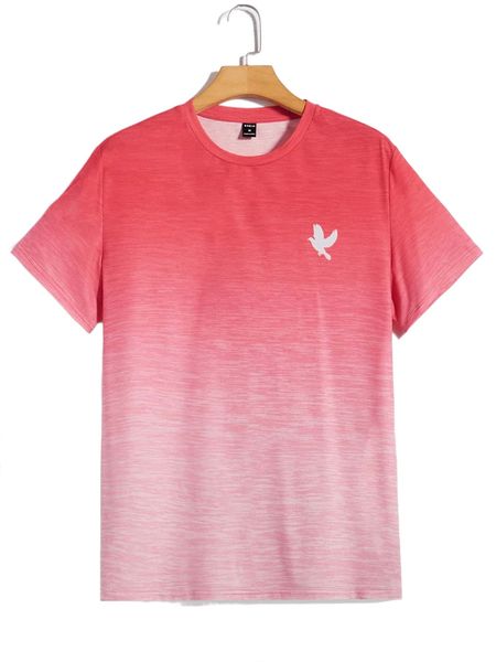 

men bird print ombre tee u342#, White;black