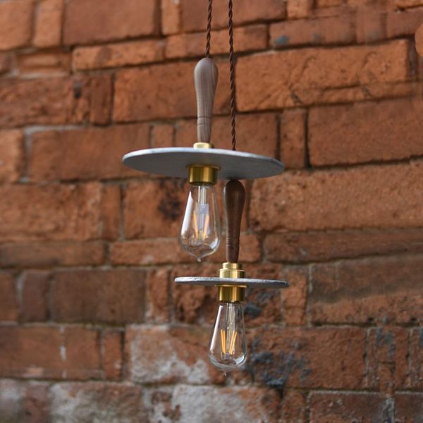Pendelleuchten Holz Loft Vintage Licht LED-Leuchten Industrielampe Nordic Aluminium HangLampen Innenbeleuchtung Einfache LuminariasPendan