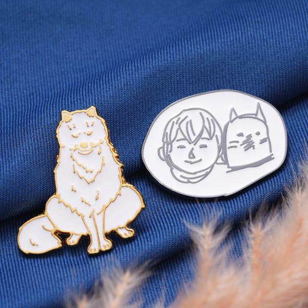 

genshin impact animal cute things enamel pin badges on backpack anime brooch lapel pins jewelry accessories holiday gift husky, Blue