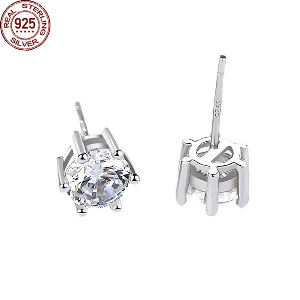 

new s925 sterling silver zircon earrings charms women's simple and small six claw girl fashion accessories, Golden