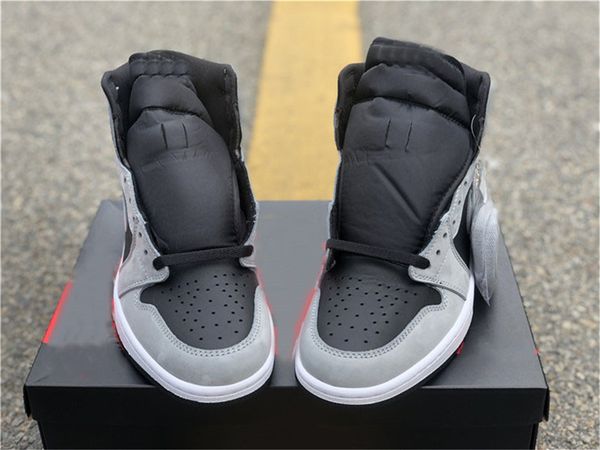 

release authentic 1 shadow 2.0 men basketball shoes 555088-035 black light smoke grey white sports sneakers with original box