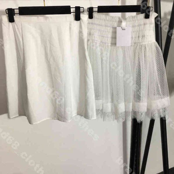 

22ss designer women skirt shorts high waist lace mesh short skirts silk lining two piece suit dress shirt logo d..r brand high end female ap, Black