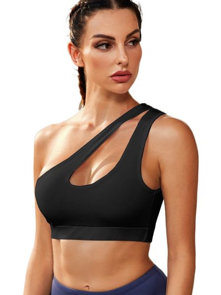 

high support one shoulder cut out sports bra k9it#, Gray