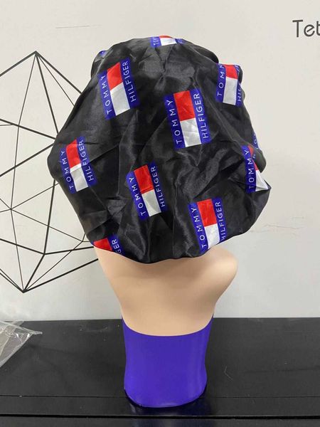 

#1-#23 wholesale letters print shower caps beanie women nightcap beauty salons hair care bonnet bathroom high stretch wide brim bath cap, Blue;gray