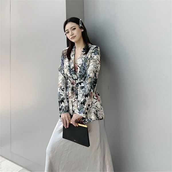 

suit female 2019 summer new fashion women's casual print slim longsleeved small suit jacket slim trousers twopiece pants suit t200818, White