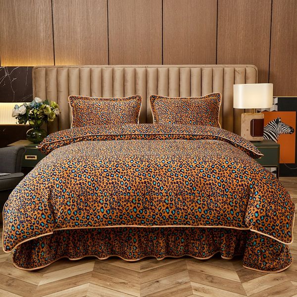 

Dropshipping Thickened milk fleece bed skirt four-piece double-sided coral fleece autumn winter warm bedding flannel quilt cover