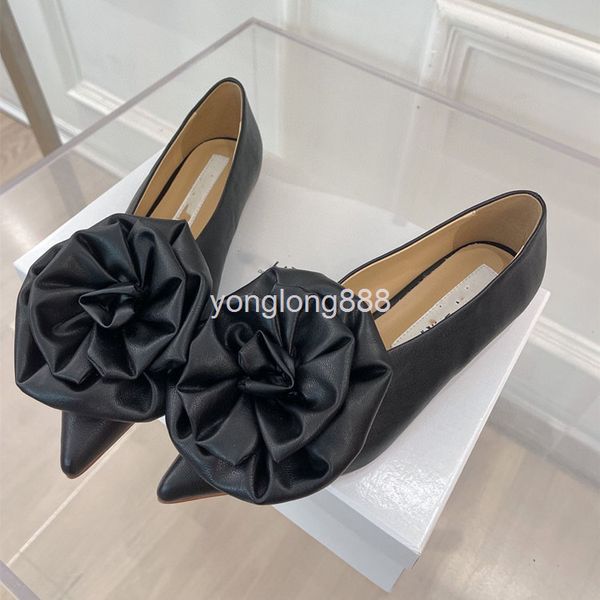 

dress shoes high end quality early spring rose single shoes comfortable sheepskin pointed shallow mouth flat bottom women's, Black