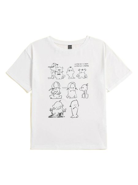 

x lovisa oliv studio cartoon & letter graphic tee g5jj#, White