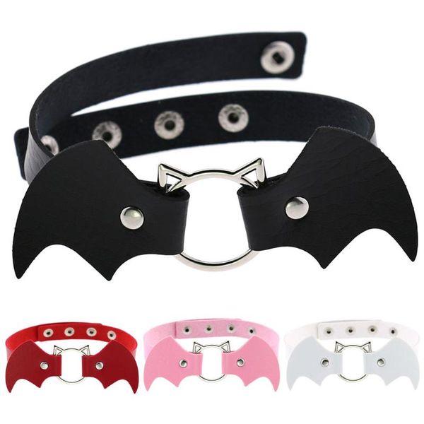 Colares pendentes punk pu de couro gótico colar de morcego vampiro halloween colar de pescoço de colarinho de clavícula de clavícula feminino jóias de presentes por atacado