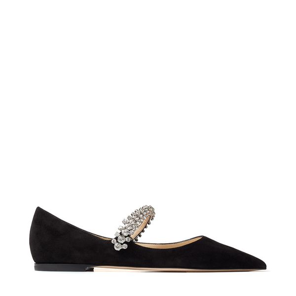 

summer sandal casual shoe for women flats ade-embellished suede ballerina flats pearl strap wedding party dress shoes with box 35-42, Black