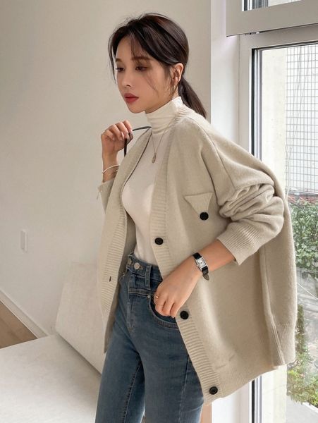 

dazy drop shoulder button front cardigan v8mg#, White;black