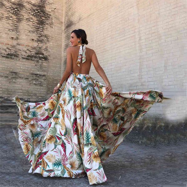 

casual dresses 2022 women's dress sleeveless neckless backless printed dress a19o, Black;gray