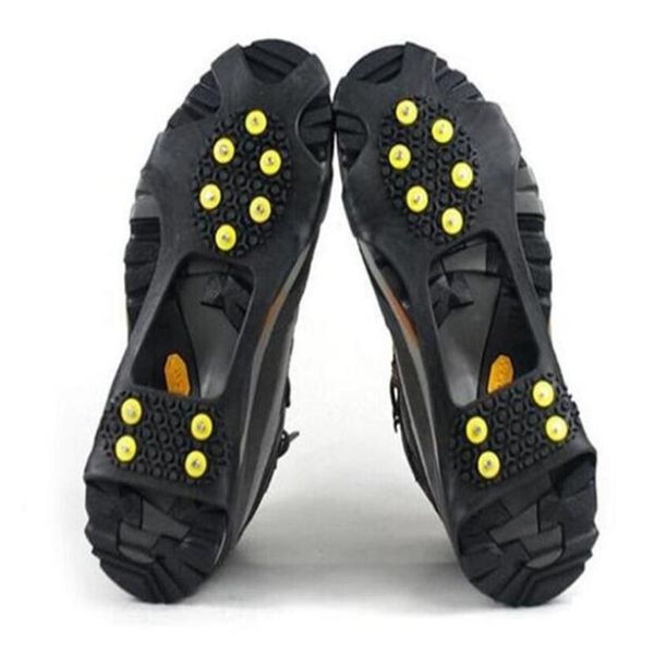 

1 pair 10 studs anti-skid ice gripper spike winter climbing anti-slip snow spikes grips cleats over shoes covers crampon, White;pink