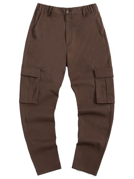 

men flap pocket side cargo pants l2vb#, Black