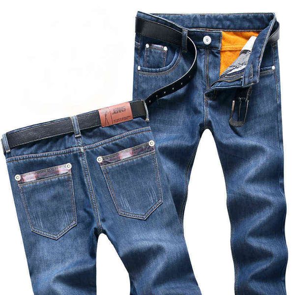 2019 Herren Winter Blue Fleece Jeans Gefüttert Stretch Denim Warme Jeans für Männer Designer Slim Fit Bikreer Jugend Jeans 28-38 G0104