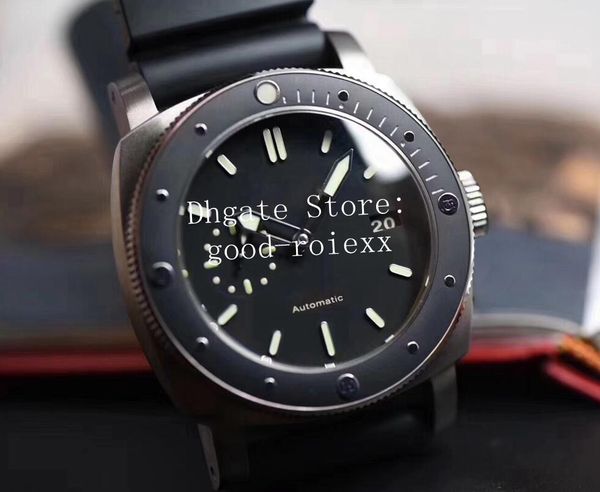 

47mm watches for men watch men's automatic cal.p.9000 movement titanium alloy ceramic bezel 389 carbon fiber vs black rubber pam vsf sp, Slivery;brown