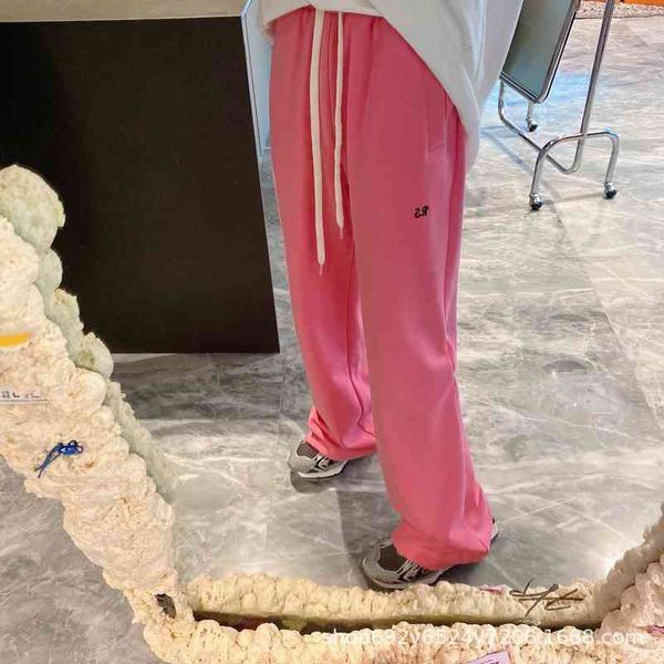 

women's pants & capris style in spring and summer: loose, high thin, elastic waist, solid color, casual straight tube 100 matching pant, Black;white