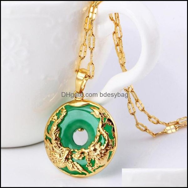 Совет по ожеречиям повалы ювелирные украшения 14K золотой цвет натуральный нефрит и для женщин Colgante 925 Mujer Emerald Topaz Gems Dhont