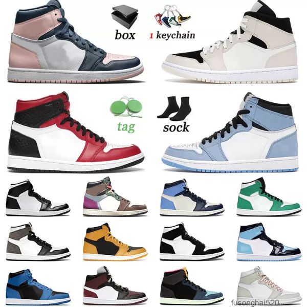 

2023 jumpman 1 washed black lucky green dark mocha dark mocha bred shadow unc smoke grey women sport trainers sneakers 748h
