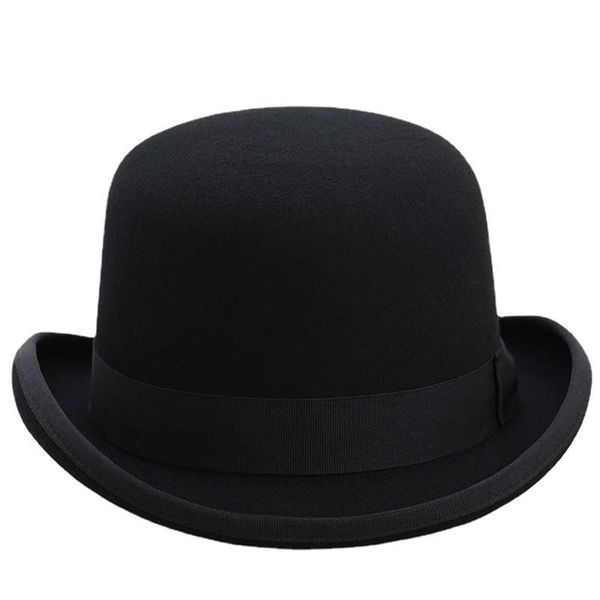 4Size 100 % Wolle Damen Herren Bowler-Hut Reine knautschbare Kuppel Fedora-Hut Traditionelle Billycock-Bräutigam-Kappe 220812