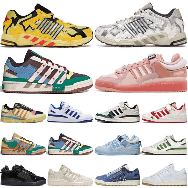 

fashion bad bunny x forum buckle low casual shoes yellow cream blue tint core black benito men women outdoor trainers sneakers walking joggi