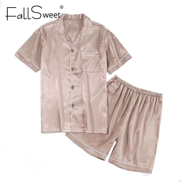 

fallsweet silk satin pajamas set 2 piece women plus sizesleepwear pyjamas suit female 5xl y200425, Black;red