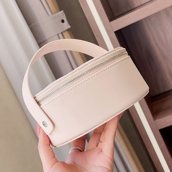 

luxury designer cosmetic bag with mirror tote handbag fashion women case leather wallet barrel-shaped storage pack handbags