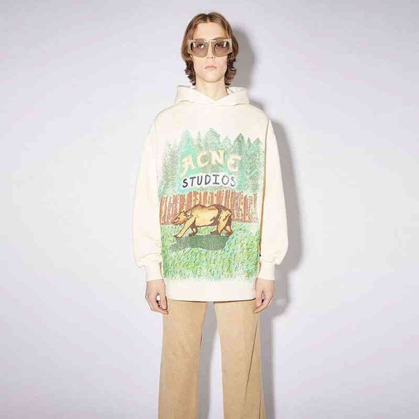 

acne studios autumn european and american high street sweater hooded vintage fashion fog style long sleeved jacket men women, Black