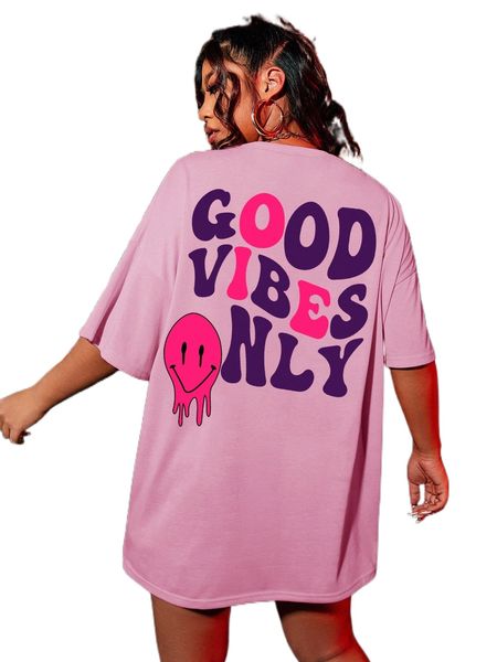 

plus expression & letter graphic drop shoulder tee x9ai#, Black