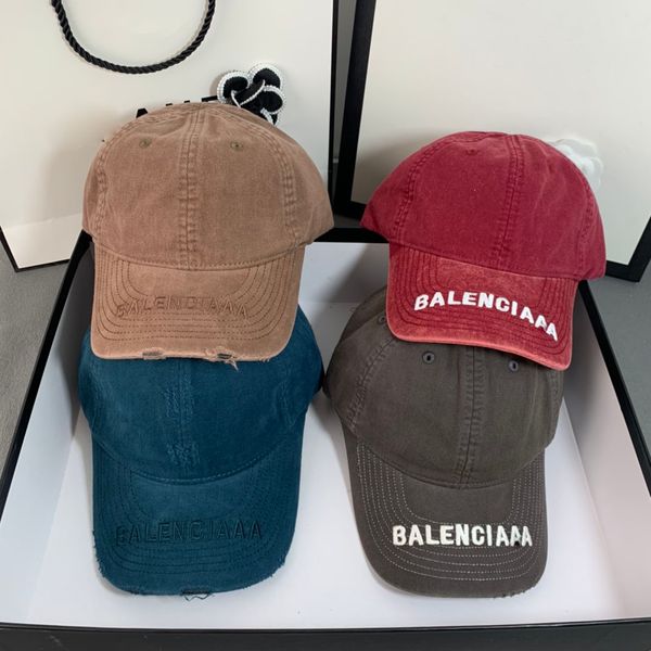 Estilistas masculinos e femininos casquette esportivos denim rasgados bonés de bola cor sólida letra B chapéus de casal ao ar livre