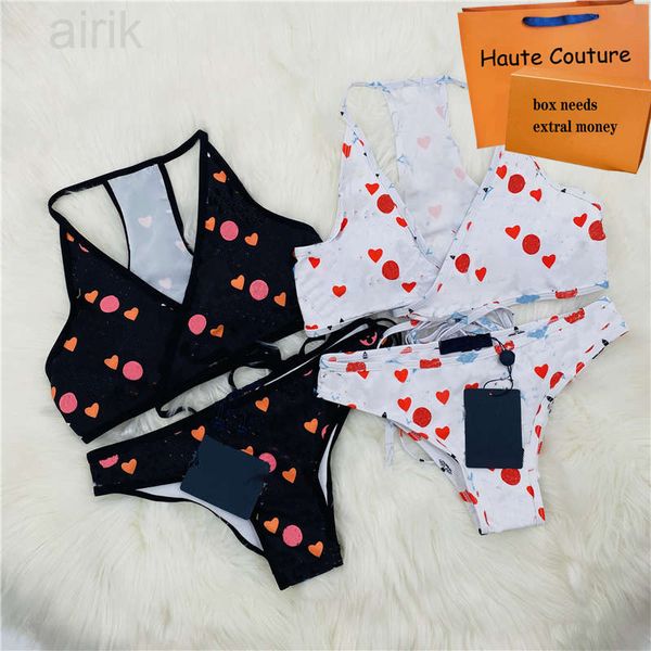 

swimwears design brand women fashion bikinis letter printed contrast color swimsuit breathable summer bikini good quality womens swimwear, White;black