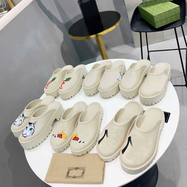 

designer women hole slippers luxury mens rubber sandals 5cm/2.5cm thick bottom eva shoes summer beach increased platform non-slip casual, Black