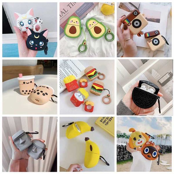 

wireless charging protect box for air pods 2 case cute avocado earphone case for apple airpods headphone case cover bags