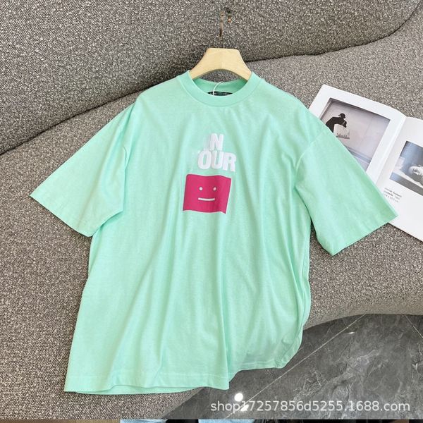 

women's t-shirt designer 2022 summer new loose letter smiling face foam printed women's t-shirt 1nxw, White