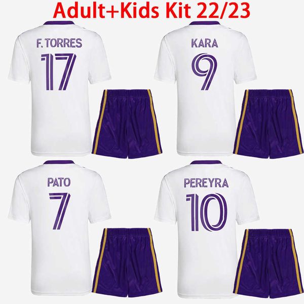 

kids kit 2022 2023 orlando soccer jerseys city boys sets home away white purple #9 klimala #17 f.torres #9 kara #7 pato pereyra 22, Black
