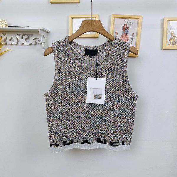 

509 l 2022 runway summer brand same style sweater crew neck sleeveless striped t shirt women's sweaters xue, White;black