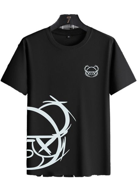 

men cartoon graphic tee v7p8#, White;black