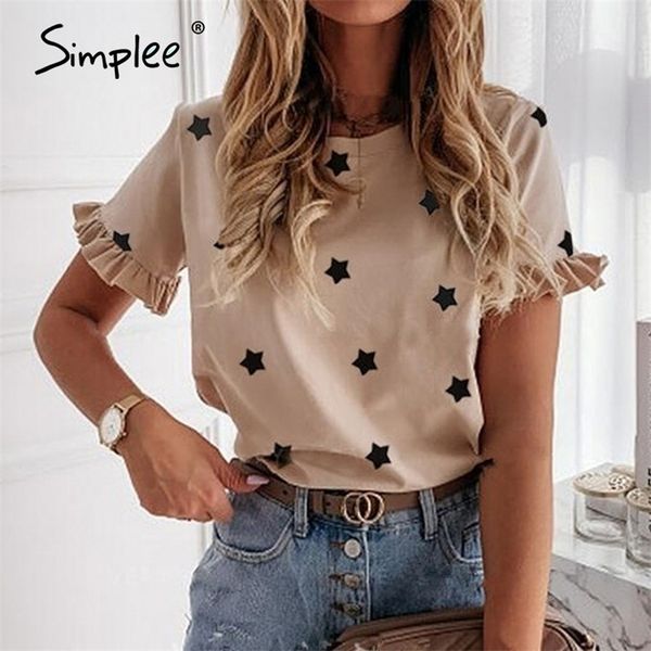 

women printed short sleeve round neck shirt holiday beach summer style cute square elegant solid slim shirts 210322, White