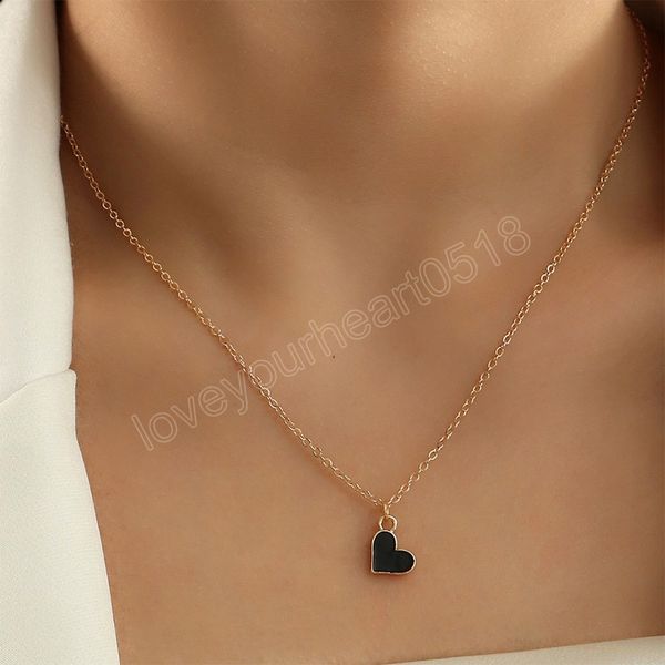 

boho simple alloy cute peach heart pendant necklace female titanium steel clavicle neck chain girls birthday jewelry, Silver