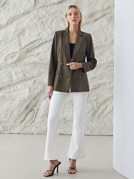 

motf premium viscose double breasted blazer g4iu#, White